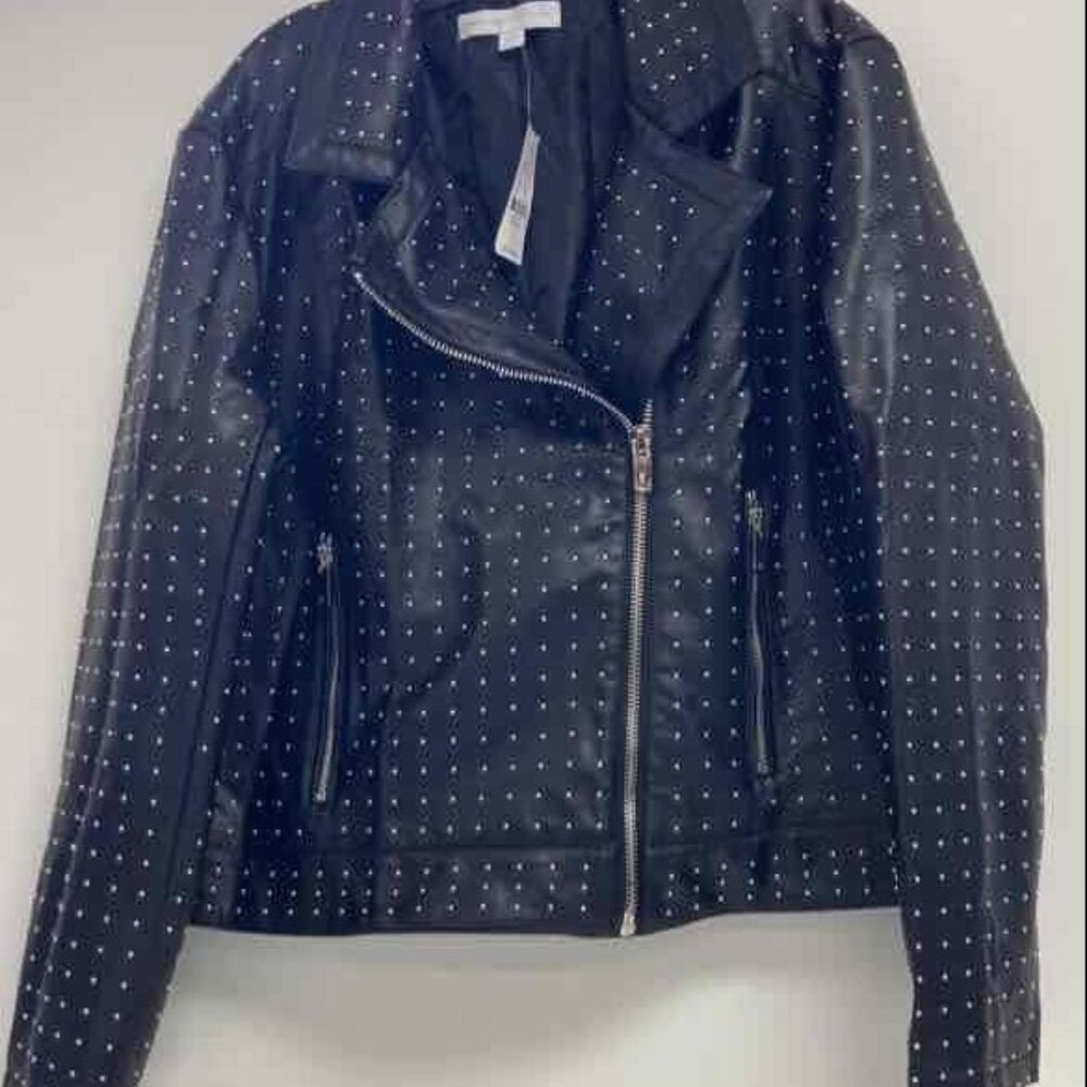 NY & Company faux leather studded moto jacket, size XL
